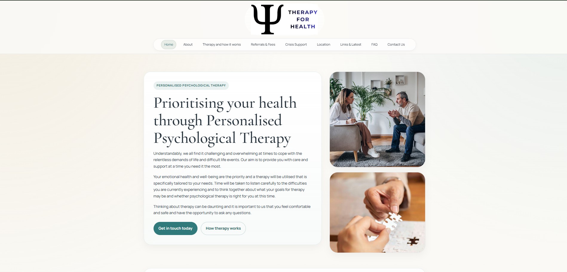 Preview of Therapy for Health website
